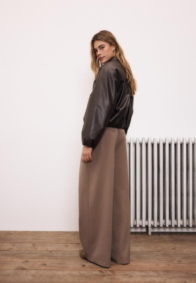 Quilted Leather Effect Bomber Jacket