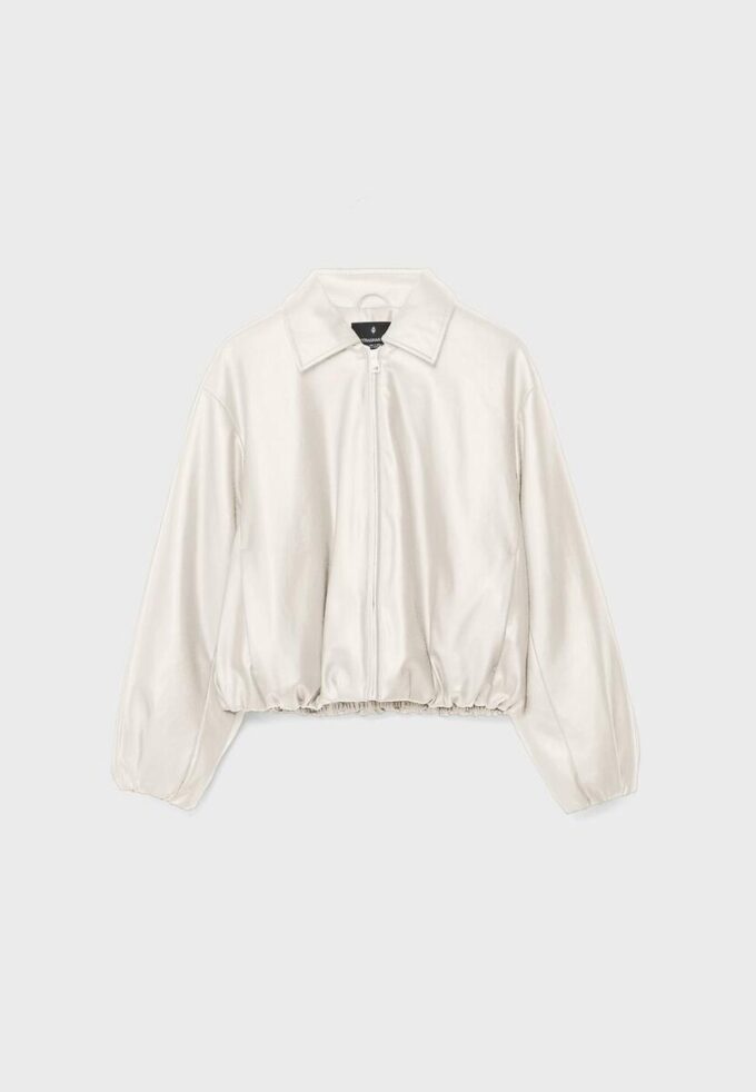 Quilted Leather Effect Bomber Jacket Quilted Leather Effect Bomber Jacket