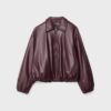 Quilted Leather Effect Bomber Jacket