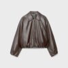 Quilted Leather Effect Bomber Jacket