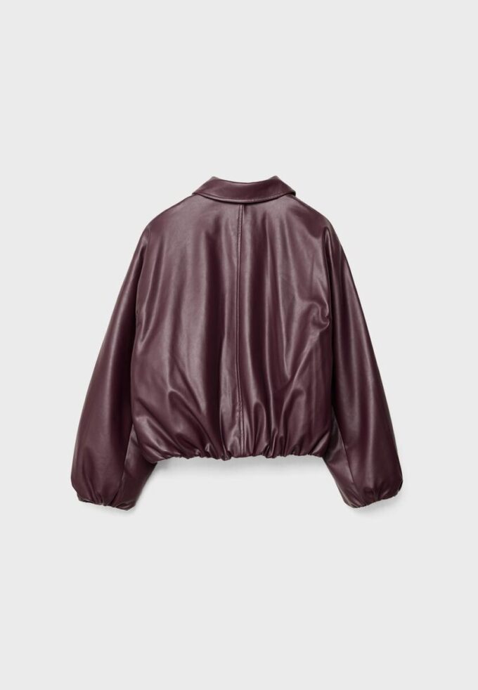 Quilted Leather Effect Bomber Jacket