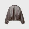 Quilted Leather Effect Bomber Jacket