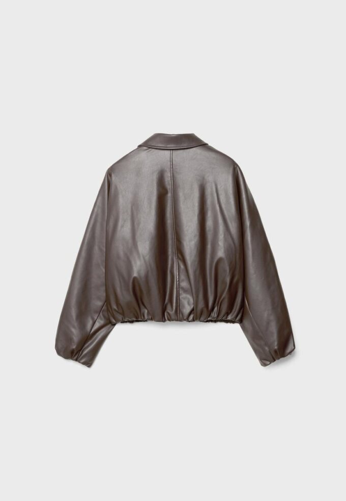 Quilted Leather Effect Bomber Jacket