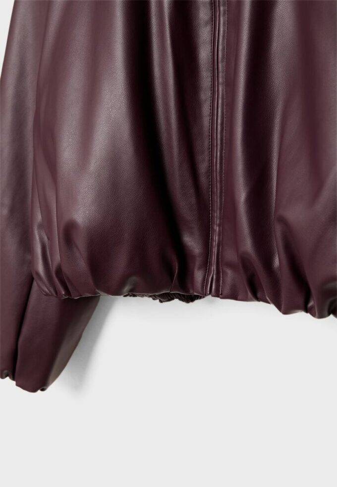 Quilted Leather Effect Bomber Jacket