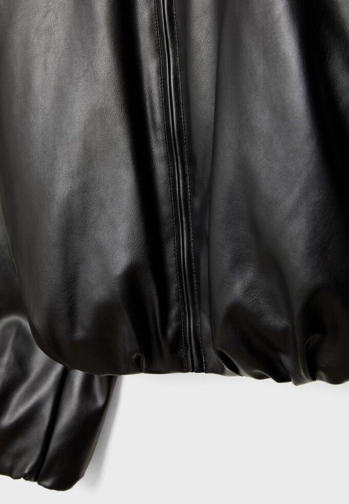 Quilted Leather Effect Bomber Jacket Quilted Leather Effect Bomber Jacket