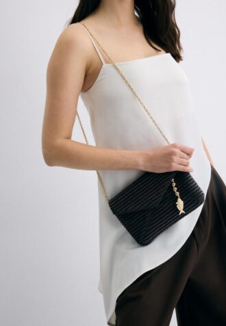 Raffia-Effect Envelope Crossbody Bag
