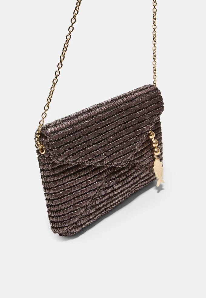 Raffia-Effect Envelope Crossbody Bag