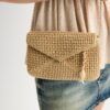 Raffia-Effect Envelope Crossbody Bag
