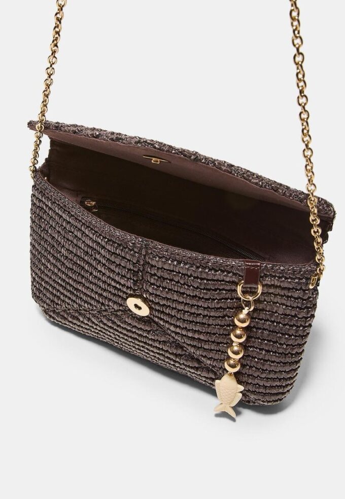 Raffia-Effect Envelope Crossbody Bag