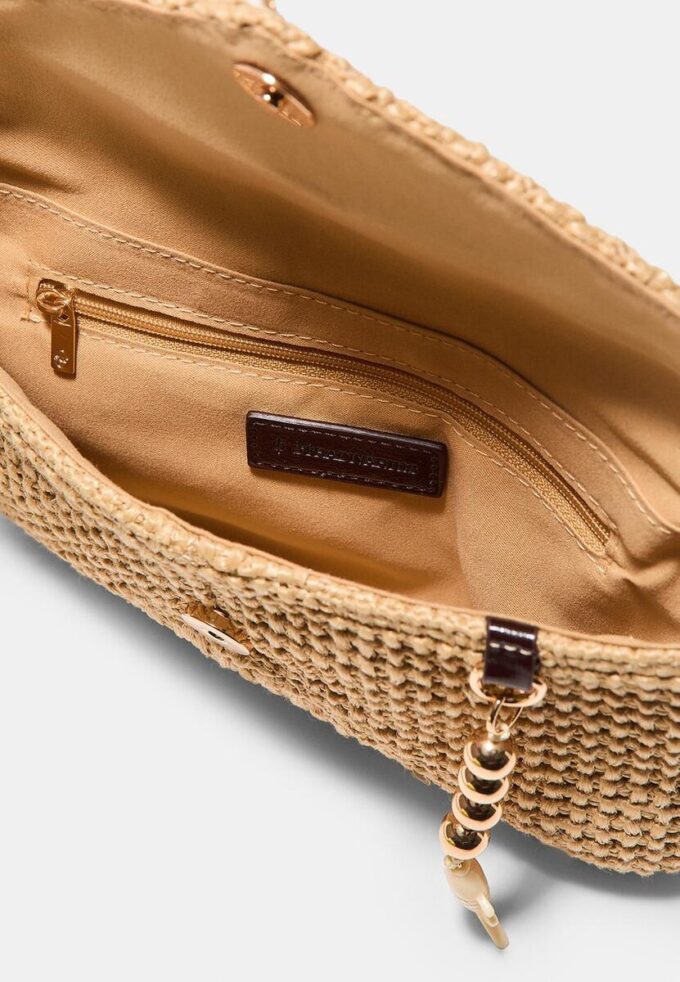Raffia-Effect Envelope Crossbody Bag