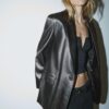 Regular Fit Leather Effect Blazer Regular Fit Leather Effect Blazer