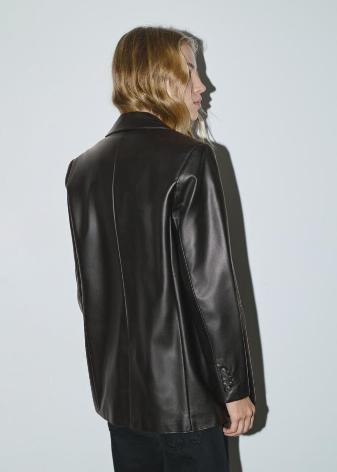 Regular Fit Leather Effect Blazer Regular Fit Leather Effect Blazer