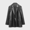 Regular Fit Leather Effect Blazer Regular Fit Leather Effect Blazer