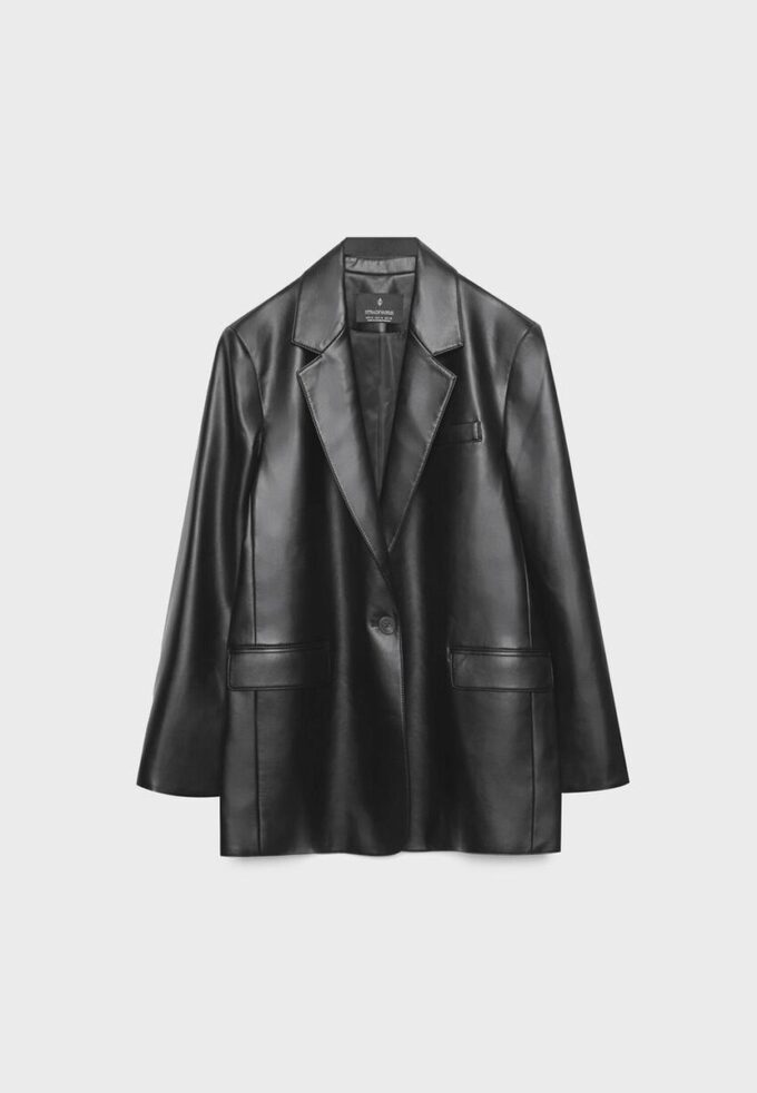 Regular Fit Leather Effect Blazer Regular Fit Leather Effect Blazer
