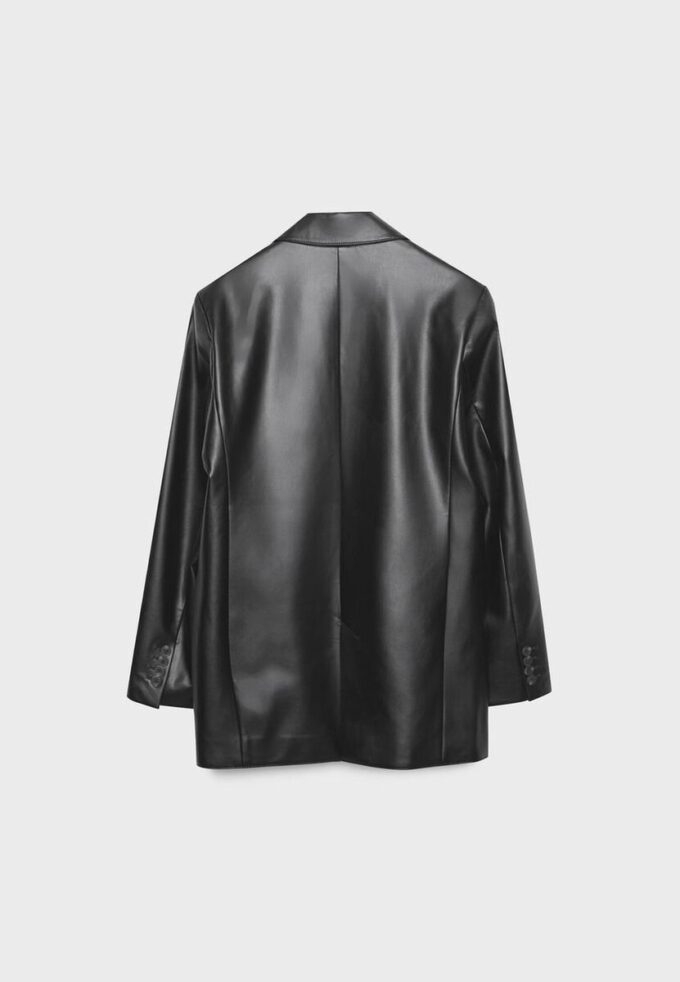 Regular Fit Leather Effect Blazer Regular Fit Leather Effect Blazer