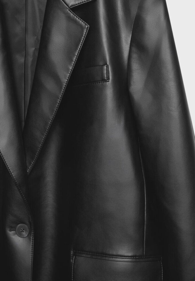 Regular Fit Leather Effect Blazer Regular Fit Leather Effect Blazer