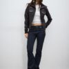 Ribbed Combined Leather Jacket Ribbed Combined Leather Jacket