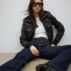 Ribbed Combined Leather Jacket Ribbed Combined Leather Jacket