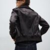 Ribbed Combined Leather Jacket Ribbed Combined Leather Jacket