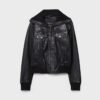Ribbed Combined Leather Jacket Ribbed Combined Leather Jacket
