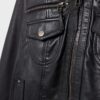 Ribbed Combined Leather Jacket Ribbed Combined Leather Jacket