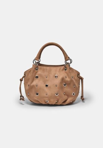 Round Crossbody Bag with Eyelet Detail