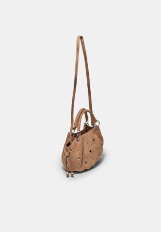Round Crossbody Bag with Eyelet Detail