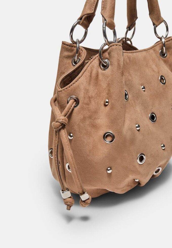 Round Crossbody Bag with Eyelet Detail