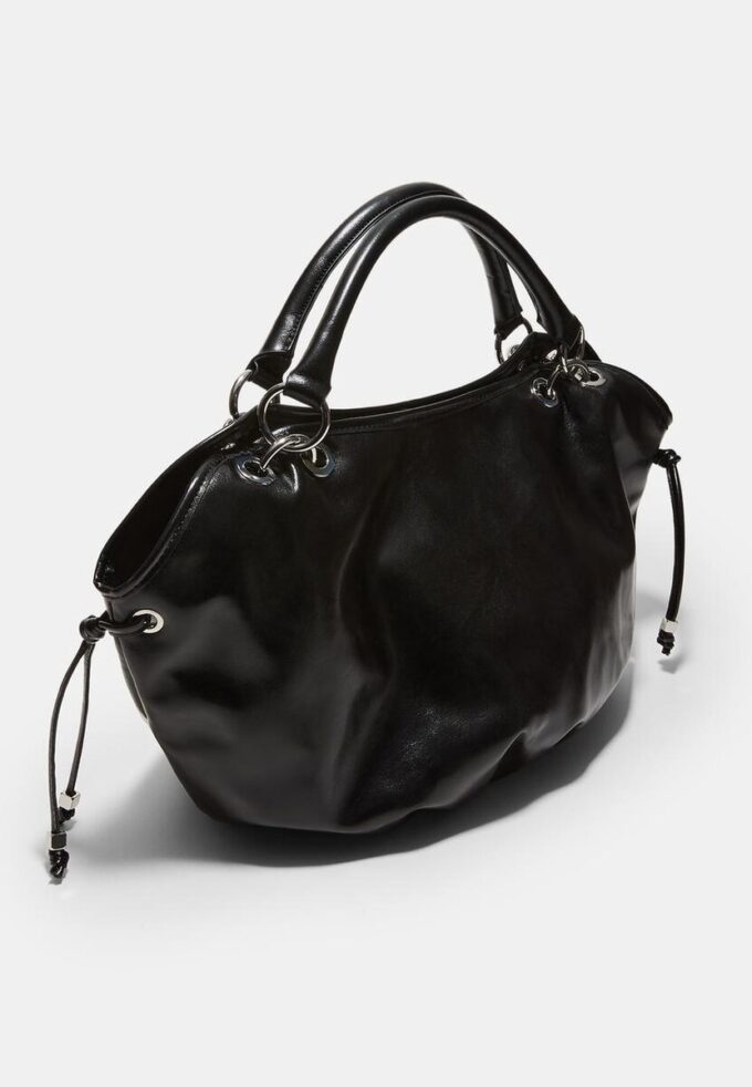 Round Shopper Bag with Metal Details