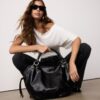 Round Shopper Bag with Metal Details