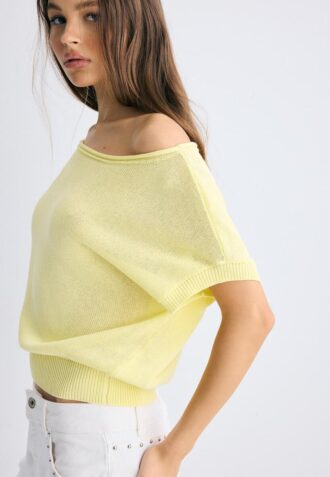 Rustic Knit Boat Neck Top