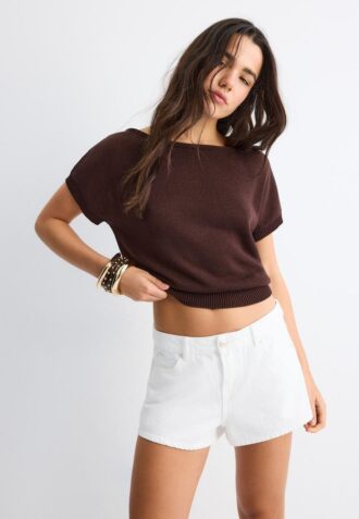 Rustic Knit Boat Neck Top