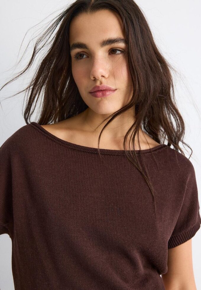 Rustic Knit Boat Neck Top Rustic Knit Boat Neck Top