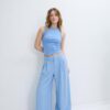 Rustic Wide-Leg Trousers with Adjustable Buttons Rustic Wide-Leg Trousers with Adjustable Buttons