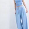 Rustic Wide-Leg Trousers with Adjustable Buttons Rustic Wide-Leg Trousers with Adjustable Buttons