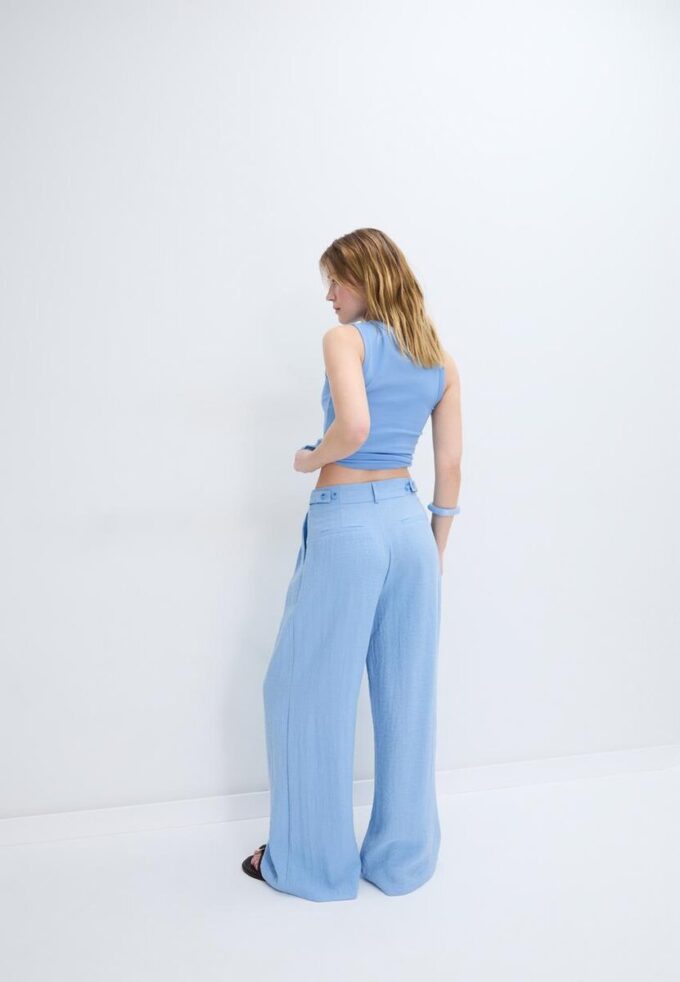 Rustic Wide-Leg Trousers with Adjustable Buttons Rustic Wide-Leg Trousers with Adjustable Buttons