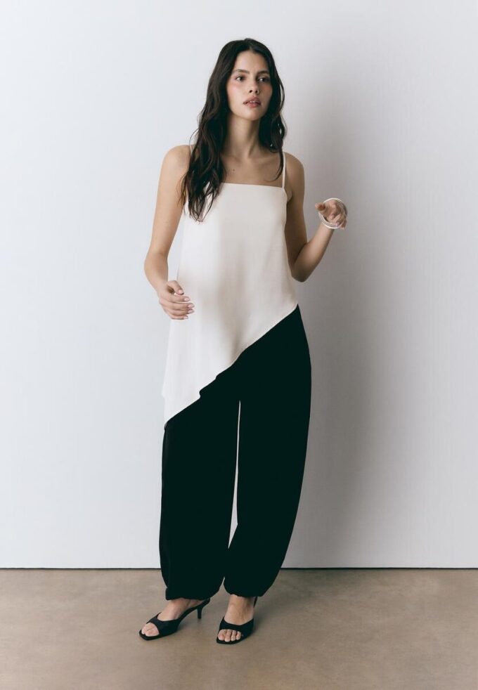 Satin Asymmetric Hem Top