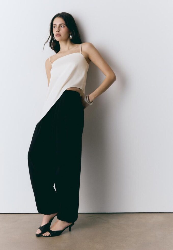 Satin Asymmetric Hem Top