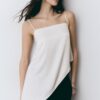 Satin Asymmetric Hem Top