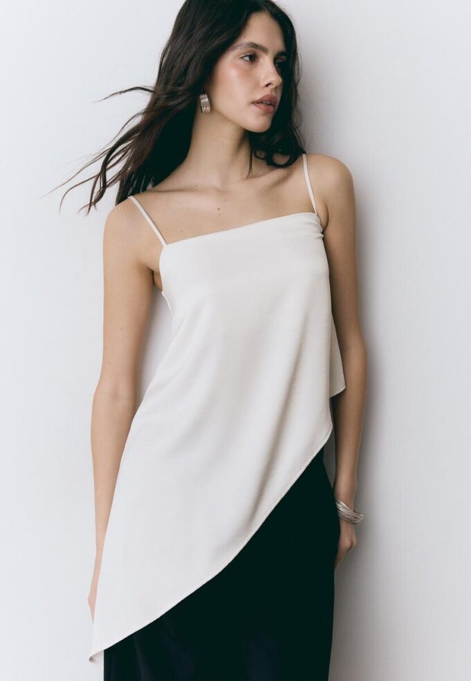 Satin Asymmetric Hem Top