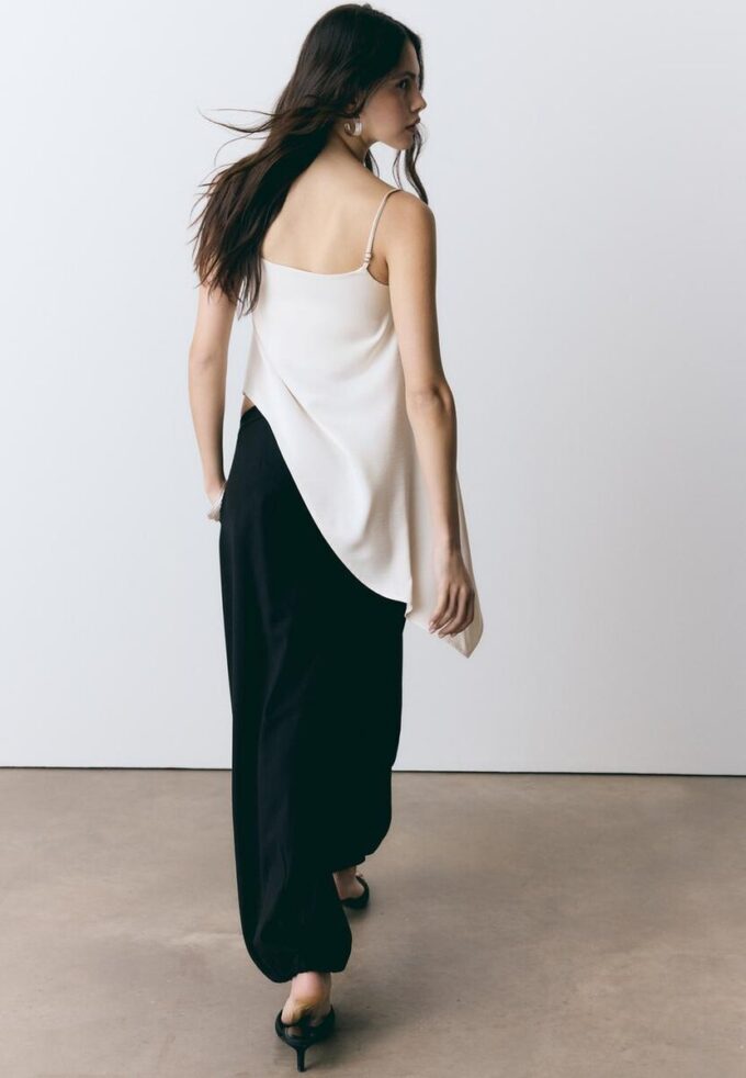 Satin Asymmetric Hem Top