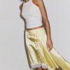 Satin Asymmetric Midi Skirt