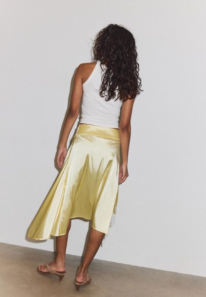 Satin Asymmetric Midi Skirt