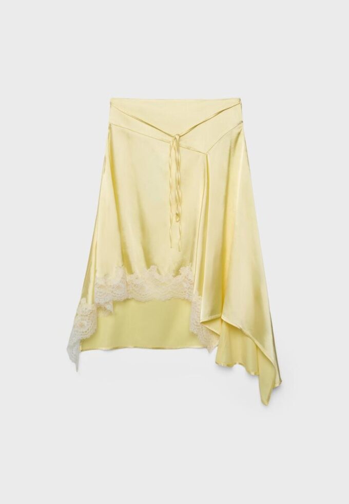 Satin Asymmetric Midi Skirt