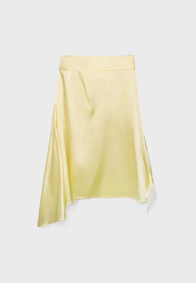 Satin Asymmetric Midi Skirt