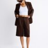 Satin Bermuda Shorts with Darts Satin Bermuda Shorts with Darts