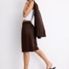 Satin Bermuda Shorts with Darts Satin Bermuda Shorts with Darts
