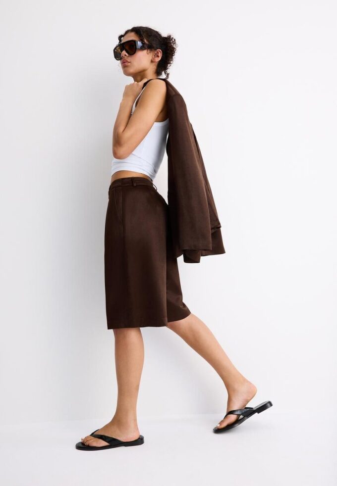 Satin Bermuda Shorts with Darts Satin Bermuda Shorts with Darts