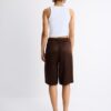 Satin Bermuda Shorts with Darts Satin Bermuda Shorts with Darts