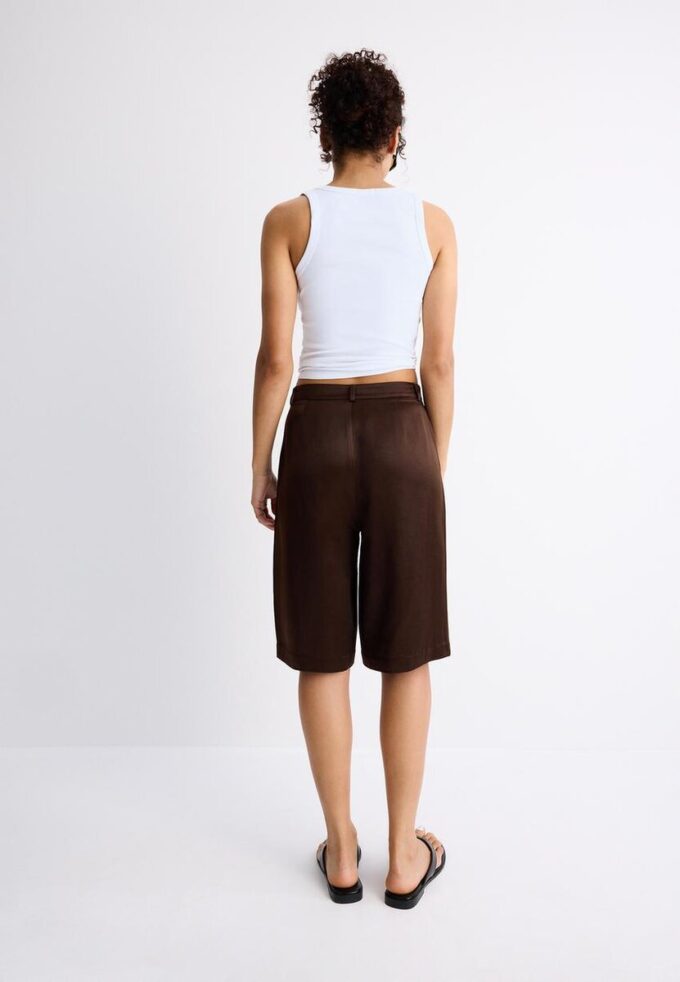 Satin Bermuda Shorts with Darts Satin Bermuda Shorts with Darts